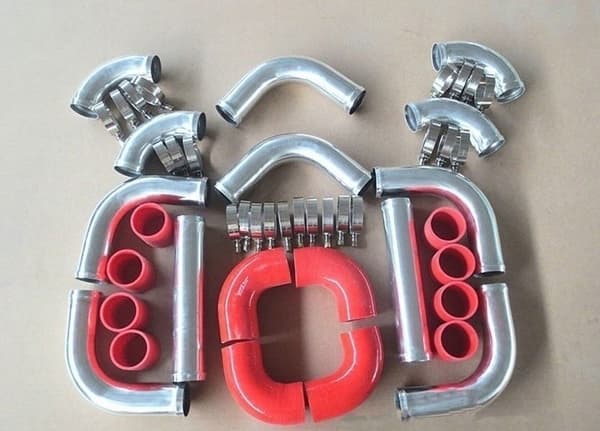 Aluminium Intercooler Turbo Rörsystem, 3 Tum Diameter, Komplett Slang- och Klämkit, Hållbar Konstruktion