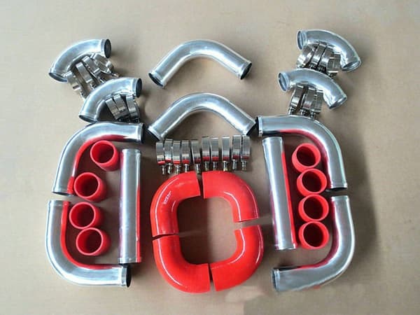 Aluminium Intercooler Turbo Rörsystem, 3 Tum Diameter, Komplett Slang- och Klämkit, Hållbar Konstruktion