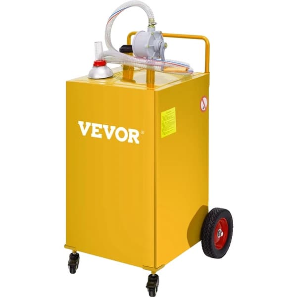 Transportabel bränslelagringstank, 35 gallons kapacitet, 4 hjul, Gul