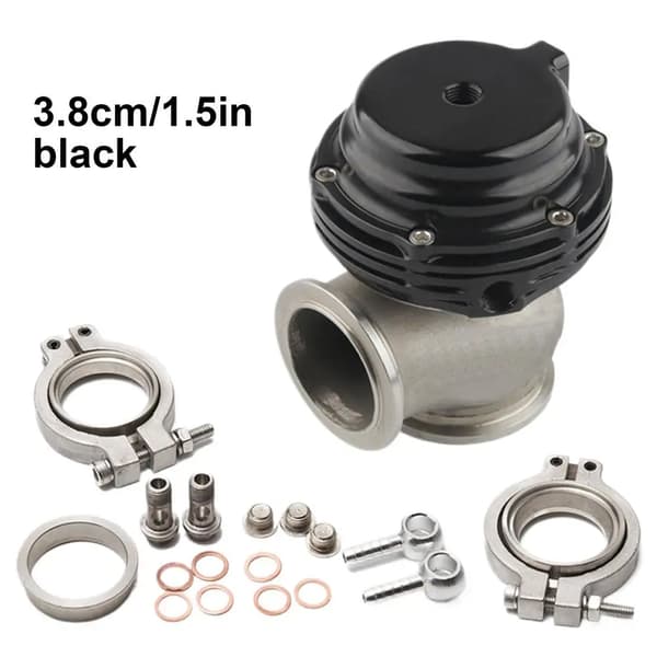 Turbo Wastegate, 3.8 cm / 1.5 tum, Flänsar ingår, Packningar medföljer,Svart