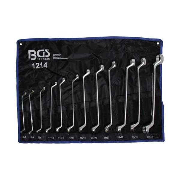 Set med dubbelvinklade ringnycklar 6x7 - 30x32 mm 12 st