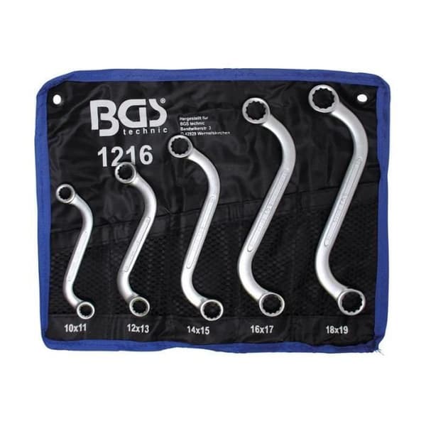Set med dubbla S-ringsnycklar 10x11 - 18x19 mm 5 st