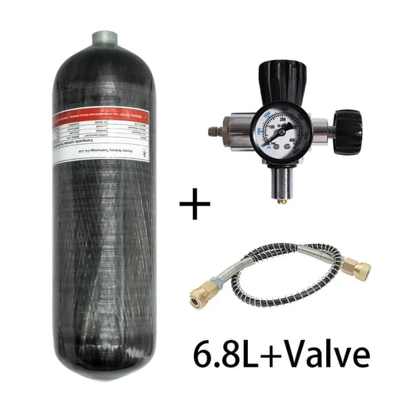Högtrycks kolfiberbehållare, 6,8L volym, 300 BAR arbetstryck,6.8L med ventil A