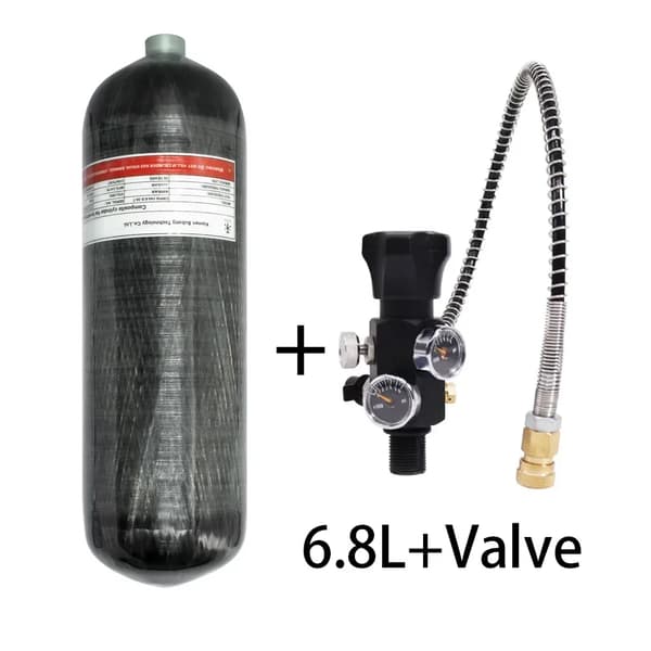 Högtrycks kolfiberbehållare, 6,8L volym, 300 BAR arbetstryck,6.8L med ventil B