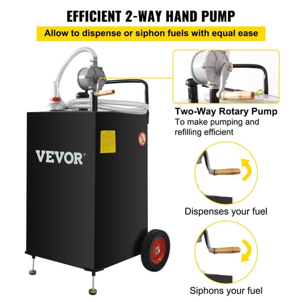 Transportabel bränslebehållare 30-gallon, tvåvägs roterande pump, tungt ståltank