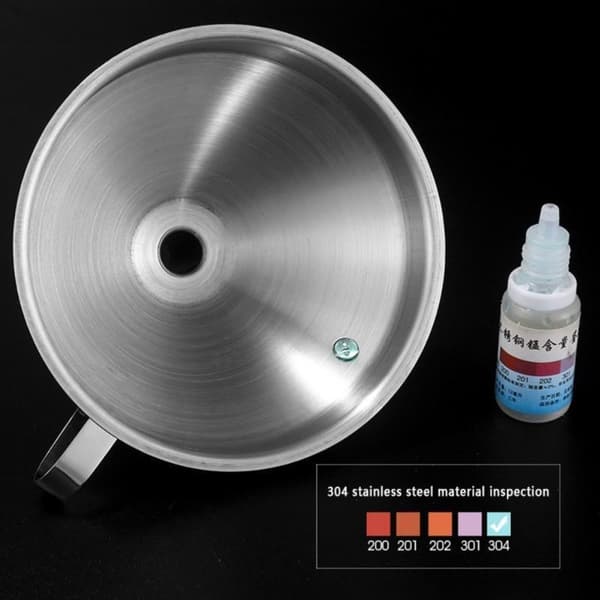 2st 13cm diameter tratt i 304 rostfritt stål, hushållsmetalltratt med sidohandtag