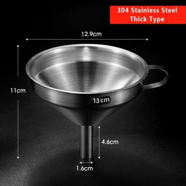 2st 13cm diameter tratt i 304 rostfritt stål, hushållsmetalltratt med sidohandtag