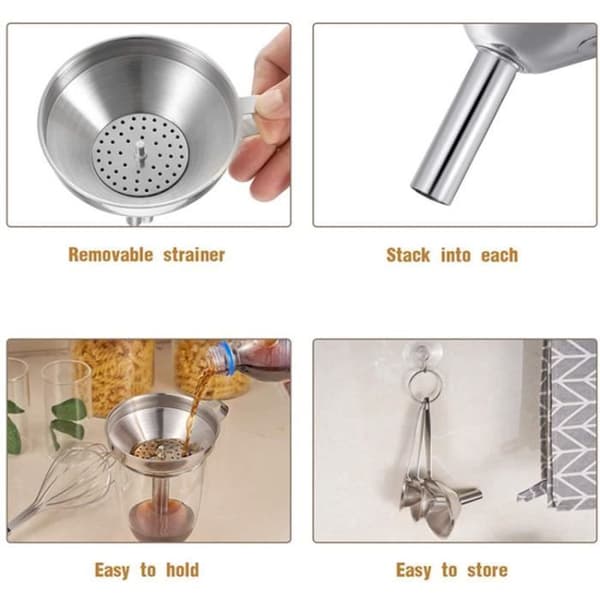 Tratt - TD® - ROSTFRI TRATT MED HANDTAG 10 CM - Rostfritt stål - 10 cm - Köksredskap