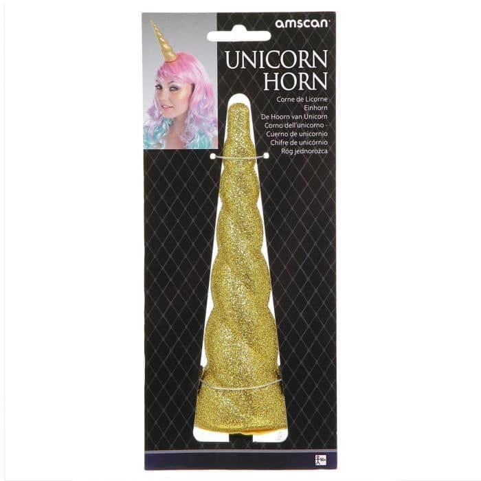 AMSCAN Unicorn kimalteleva otsapanta - kulta