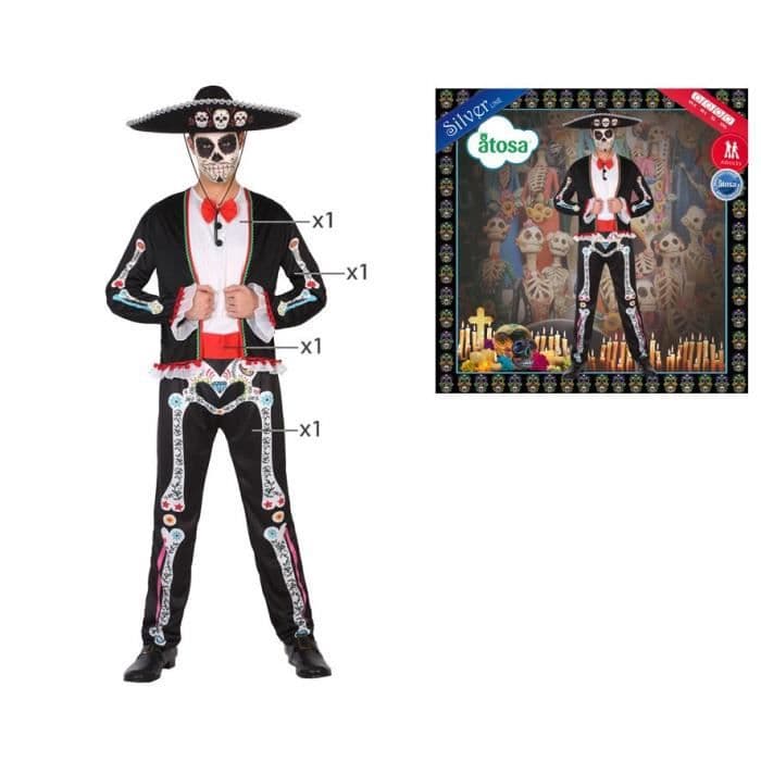 ATOSA skelet kostume - mand - sort