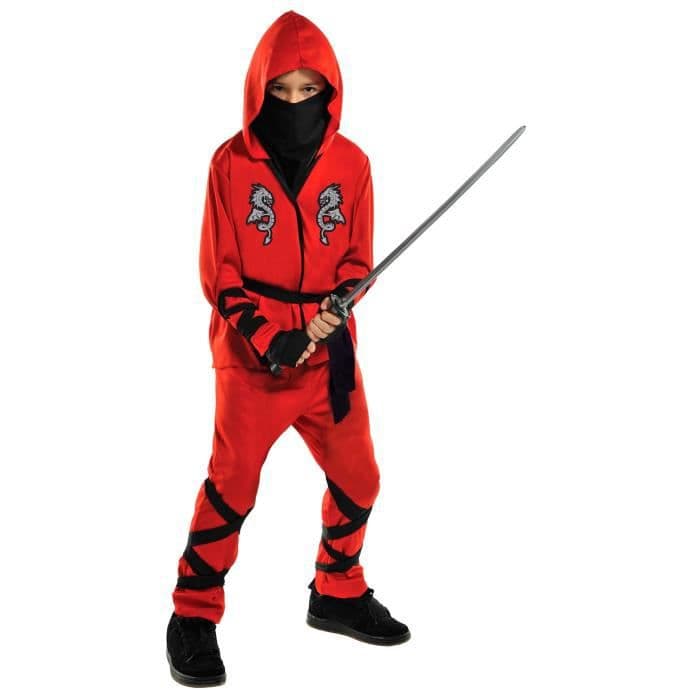 AMSCAN - Ninja kostume - top, bukser, sash, maske og handsker