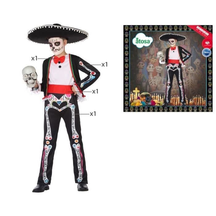 ATOSA Skeleton kostume - Dreng - Sort
