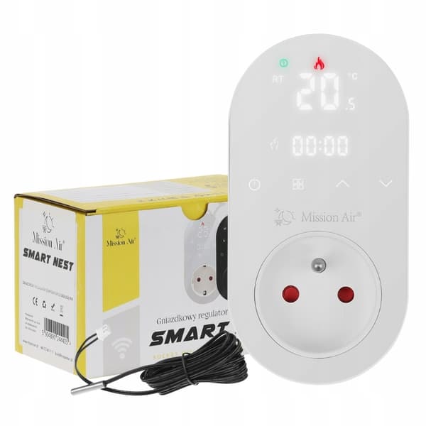 SMART NEST WHITE stikkontakt temperaturregulator