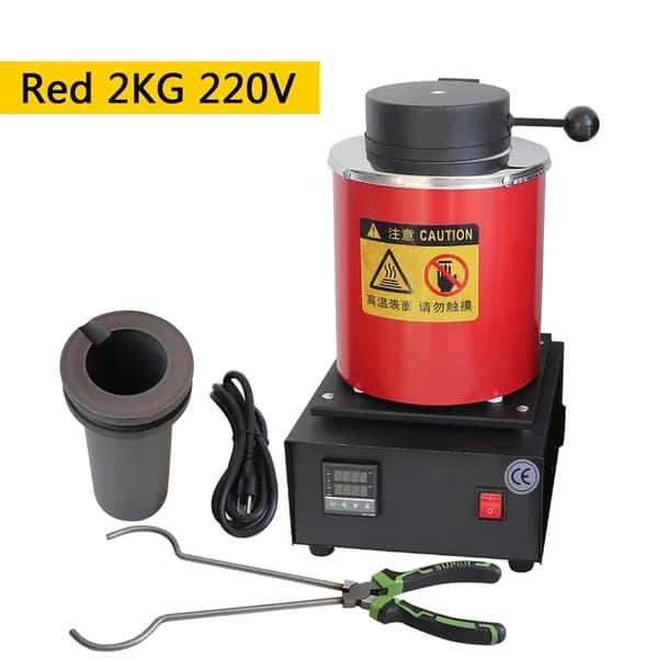 Metal Smelteovn, Lille Størrelse, 1400W Effekt, 220V 2KG Rød