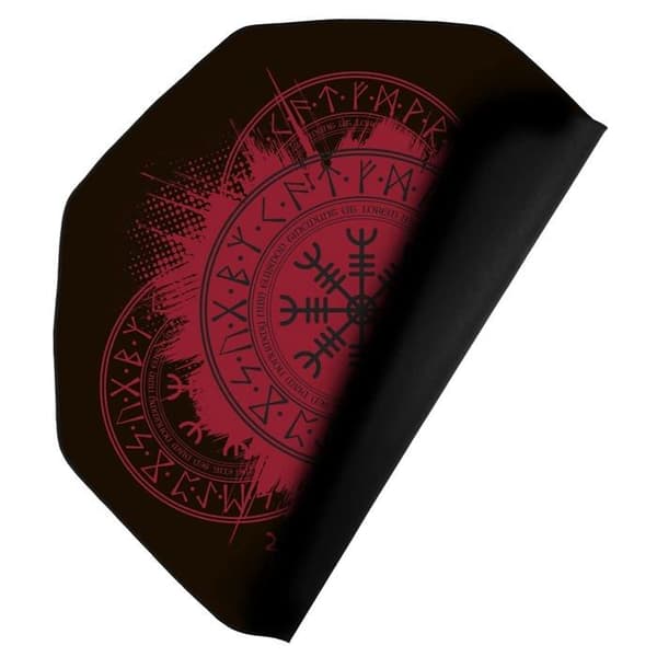 Konix - 61881117666 - Drakkar Kattegat Gaming Golvmatta 98 x 98 cm för kontorsstol - Vikingmönster - Svart och Röd