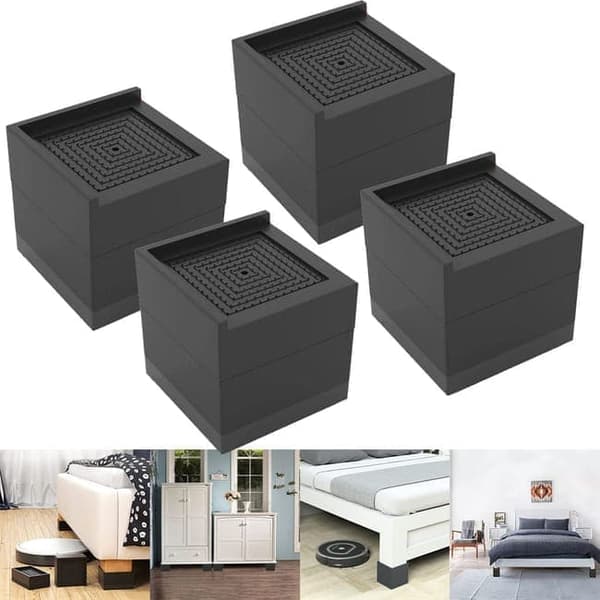 OBOSOE 4-Pack Huonekalujen Korotus – Huonekalujen Jalkakorotus 3 tuumaa | Huonekalutyynyt / Jalat tuolille ja sohvalle – Lattiasuojat