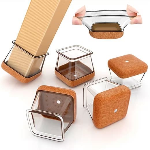 Lollanda 6-pack Stolsbensskydd Fyrkantiga, Golvskydd - Goltskydd för Möbelfötter Transparent S(13-20 mm)