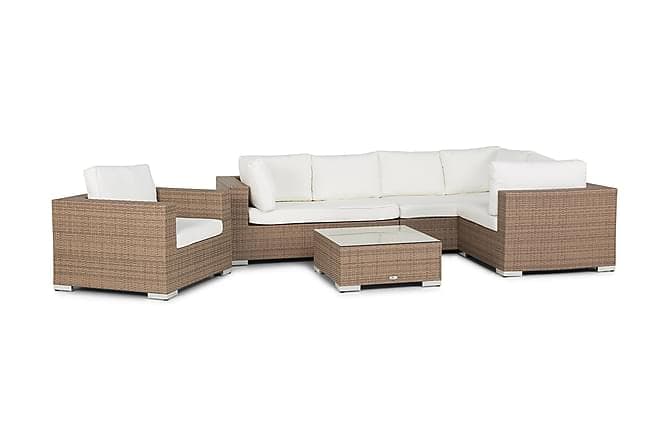 Bahamas Loungesaet 6 Personers + Puf/Bord Sand