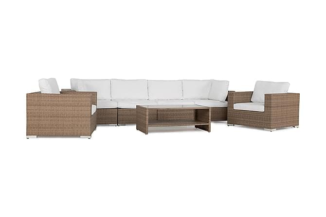 Bahamas Loungesaet 4 Personers+2 Laenestole+Bord m. Hylde Sand