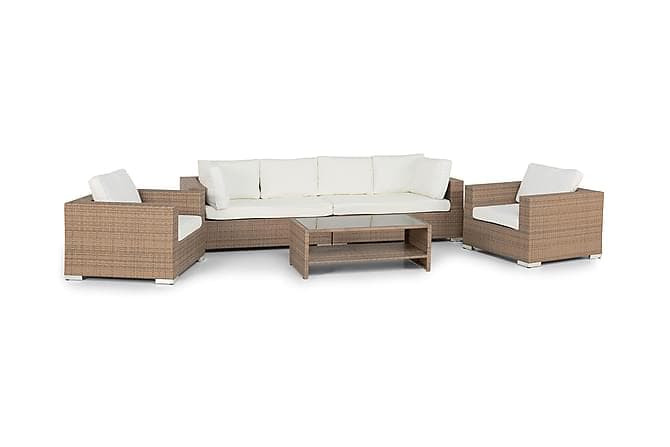 Bahamas Loungesaet 4 Personers+2 Laenestole+Bord m. Hylde Sand
