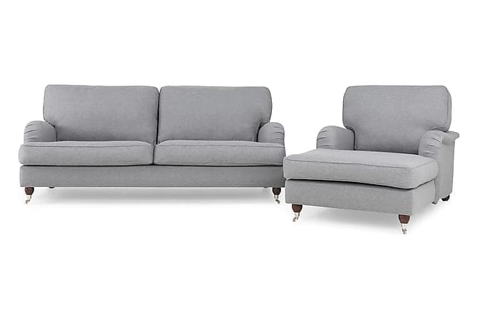 Howard Lyx Sofagruppe 3-pers+Chaiselong Lysegrå