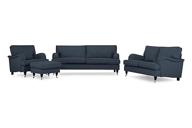 Howard Classic Sofagruppe 2-pers+3,5-pers+Laenestol+Puf Morkeblå