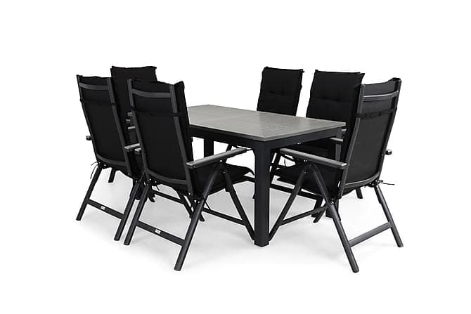 MONACO Bord 152-210x90 Svart+6 MONACO LIGHT Stol Dyna Svart