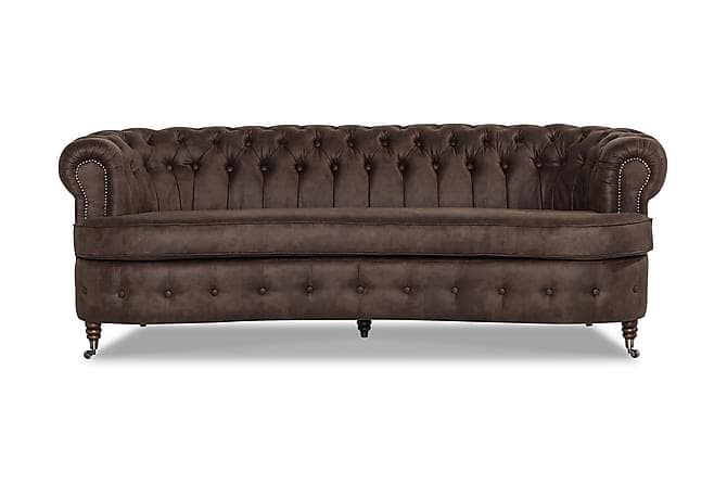 CHESTERFIELD 3-sits Soffa Svängd Mörkbrun