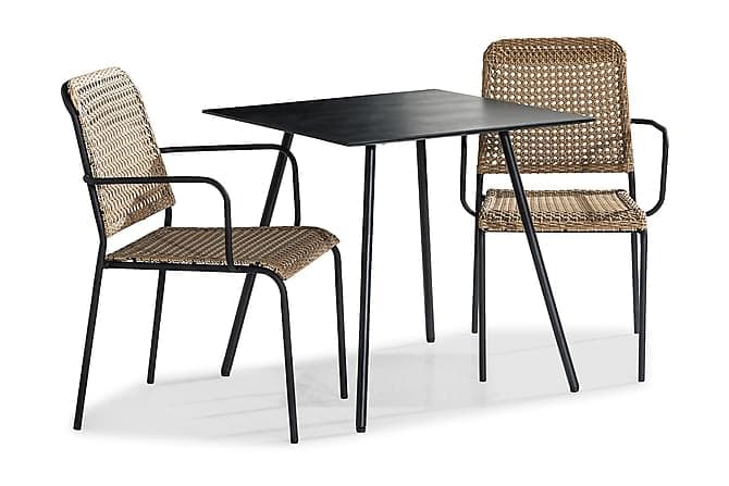 TAHITI Cafesett 75x75 Svart + 2 Stoler Beige