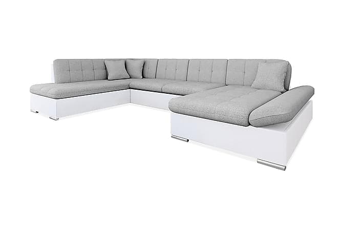 Zumar U-Sovesofa Chaiselong med Opbevaring Hojre Hvid/Lysegrå