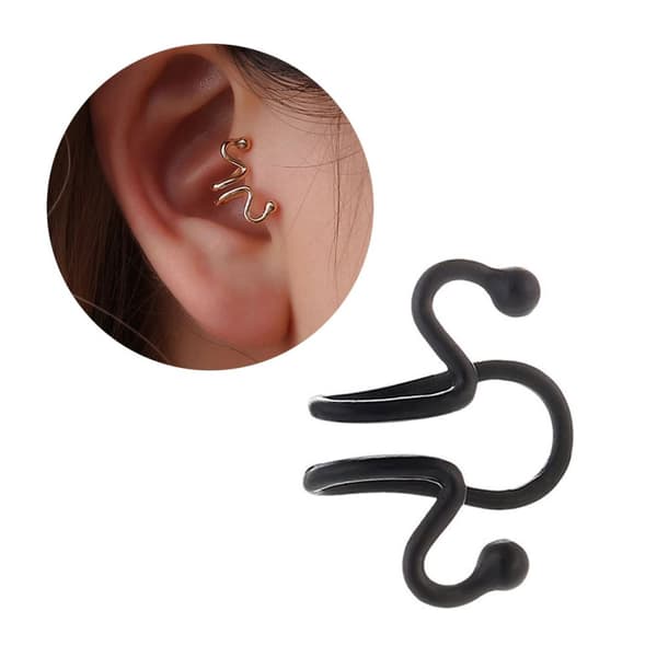 Fake helix tragus lävistykset korvat korvakorun korvan mansetti ilman reikiä mustia