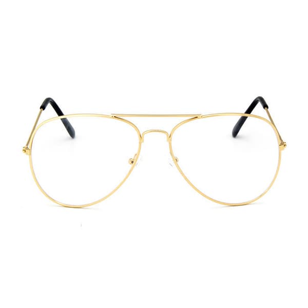 Retro pilot aviator briller gullklart glass uten styrke