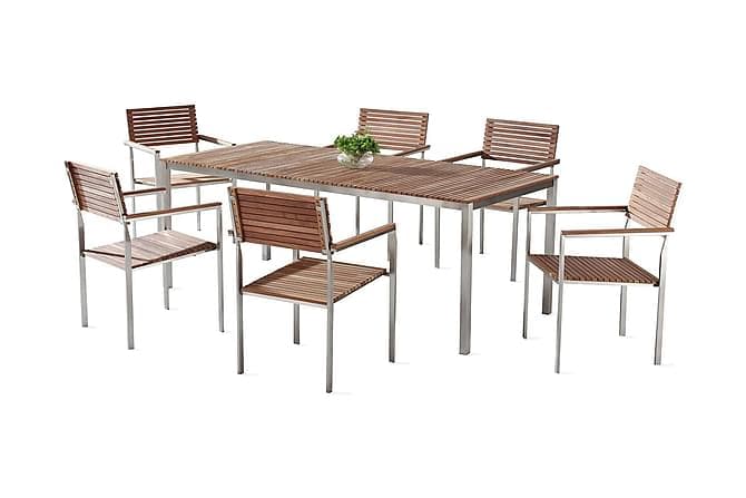 Viareggio Hagesmobelsett Med Bord+6 Stoler Hvit