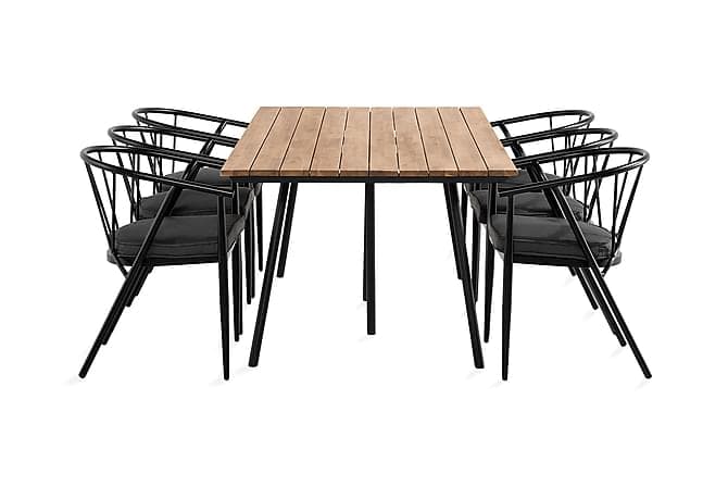TRIO Matgrupp + 6 JAMAICA Stolar Svart/Grå