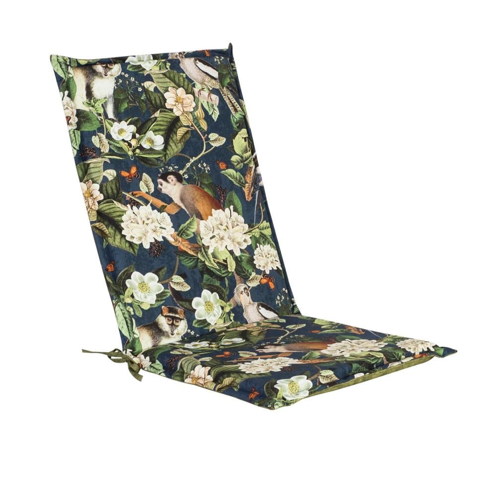 Istuin-/selkänojapehmuste SUMMER NEW, 7 pos.tuolille, 48x115x4,5cm, apinat ja kukat, 50%polyesteri/50%puuvilla, kangas 8