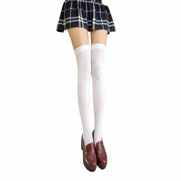 Vita Knästrumpor Höga Strumpor Thigh High Vit