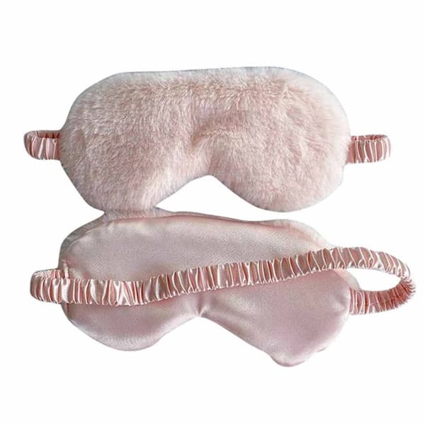 Mjuk Lurvig Rosa Sovmask Fluffig Ögonmask Flyg Resor