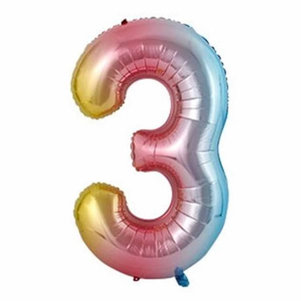 Suuri numero ilmapallo monivärinen sateenkaaren syntymäpäiväjuhlat 102 cm 3