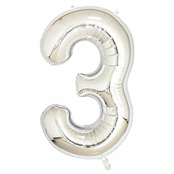 Suuri numeropallo hopeassa syntymäpäiväjuhlissa 102 cm - 3