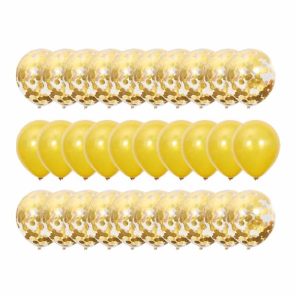 30-pack ballonger gull konfettiballons bursdag 31cm