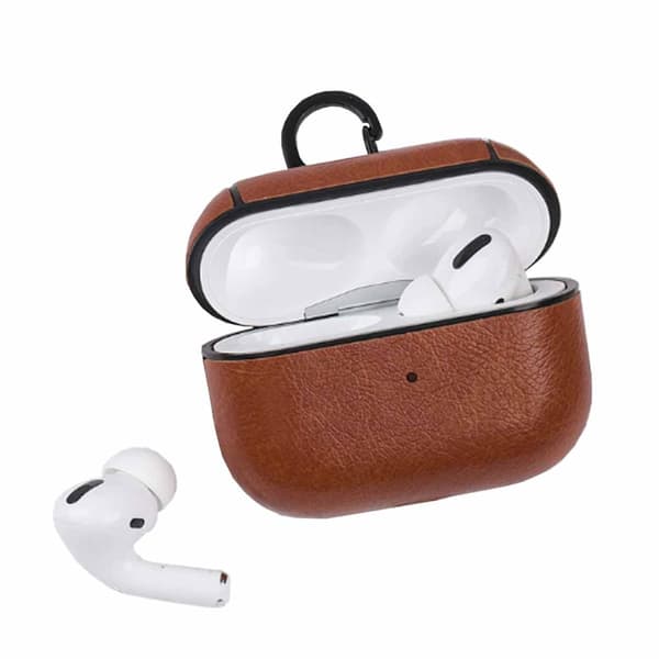 Brunt Apple AirPods Pro Väska Fodral Skyddsfodral Skinn Läder