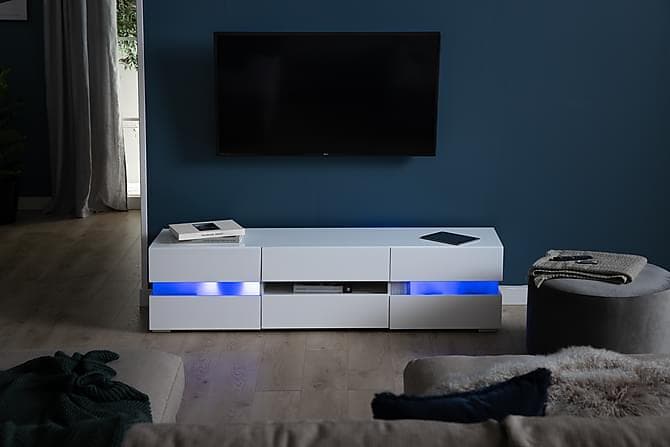 Montenegro TV-Bord 169 cm med LED-belysning Hvid/Hojglans