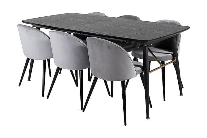 Irunea Spisebord 180 cm med 6 Valerie Spisebordsstole Velour