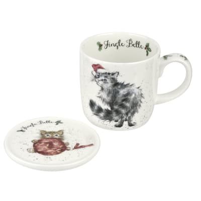 Wrendale Mug And Coaster Set Jingle Belle (cat) 0,31L