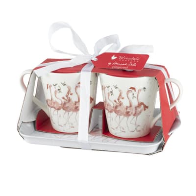 Wrendale Design Christmas Flamingle Bells (birds) Mugg och Brickset