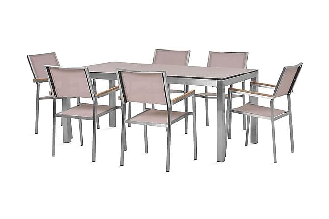 BACOLI Matbord 180 cm Brun/Beige + 6 Stolar