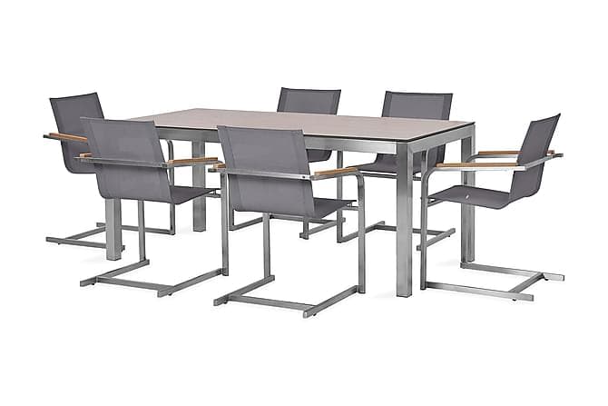 BACOLI Matbord 180 cm Brun/Grå + 6 Stolar