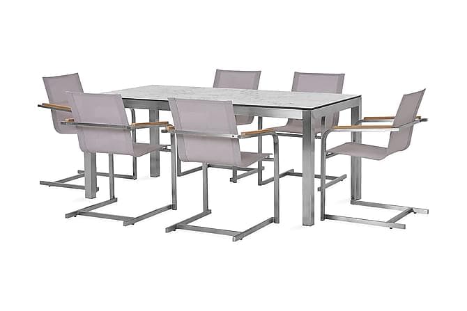 BACOLI Matbord 180 cm Beige + 6 Stolar