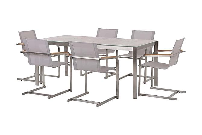 BACOLI Matbord 180 cm Beige + 6 Stolar