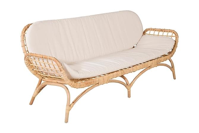 MWUANA 2-seter Sofa med Pute Bambus/Hvit